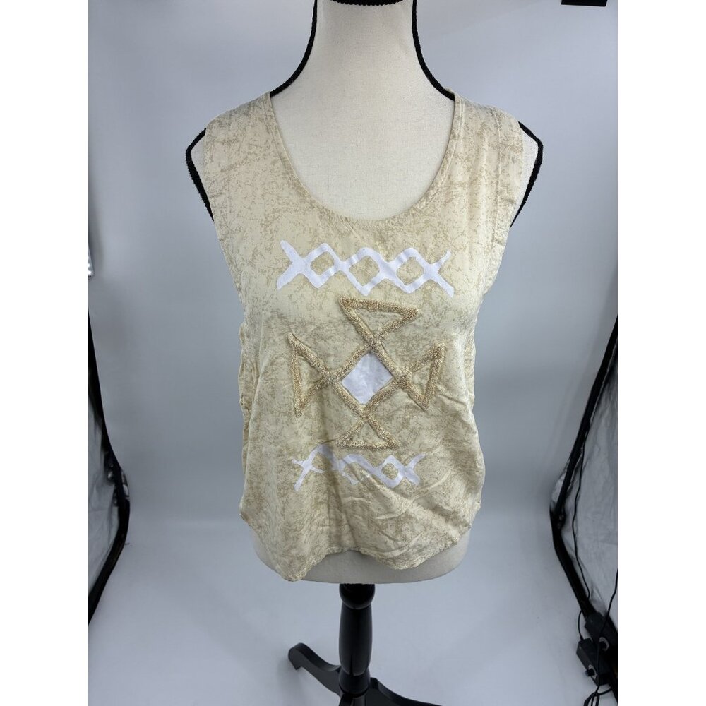Vans Womens XS Tank Top Beige Aztec Graphic Sleeveless Shirt Skate Casual